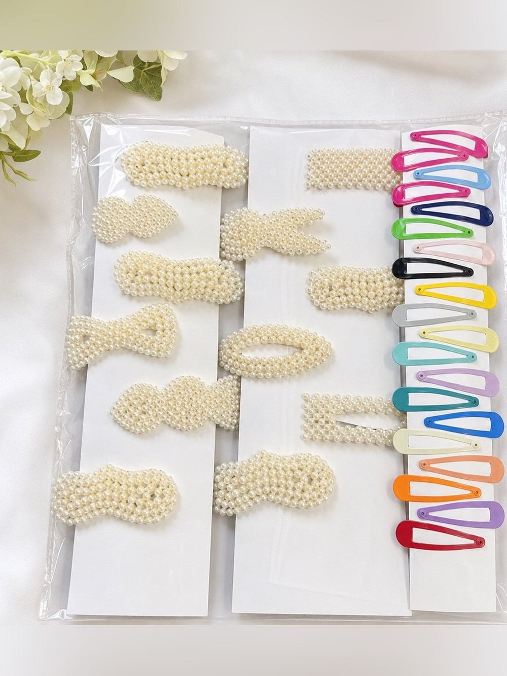 🆕 BUNDLE CLIPS Pearl Beaded Hair Clips Set - Cream